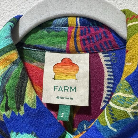 Farm Rio Tropical Button Down Shirt Banana Beaks Floral Mixed Print Sz S - Picture 4 of 9